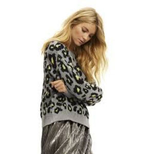 Scoop Neon Cheetah Lady Crew Neck Sweater
